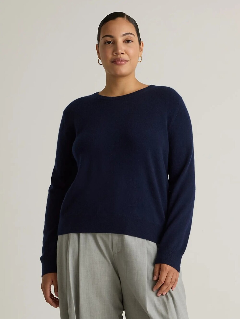 Quince Navy Blue Mongolian Cashmere Crewneck Sweater